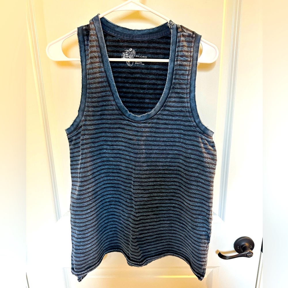 Anthropologie Pilcro Tank. Blue on Blue stripe, Size L